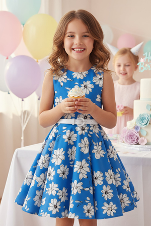 Kids Audrey Daisy Dress - Turquoise