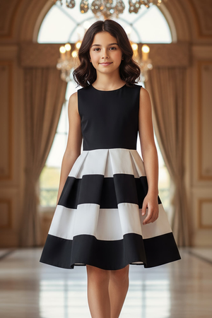 Kids Lilly Striped Dress - Black