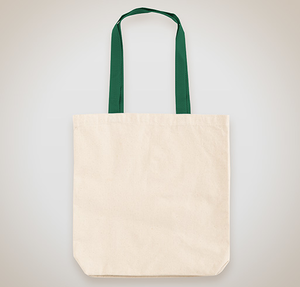 Midweight Contrast Handles Cotton Canvas Tote Bag - Natural / Forest