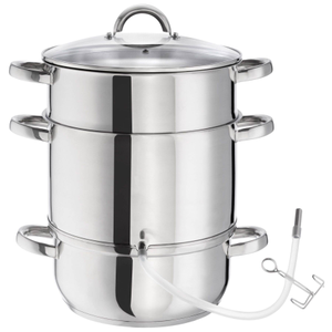 Juicer - 7-piece, stainless steel with glass lid, steam juicer for fruit and vegetables