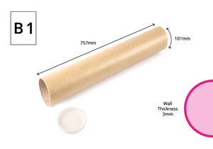 757 x 102mm - B1 Wide Postal Tubes - 10 Tubes