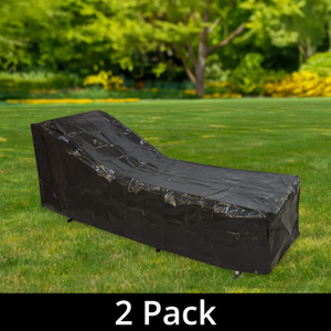 Woodside Black Outdoor Garden Sunbed Cover 2.04m x 0.69m x 0.44-0.76m pack of 2