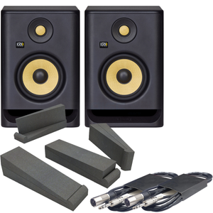 KRK Rokit RP5 G5 (Pair) + Isolation Pads & Leads Bundle