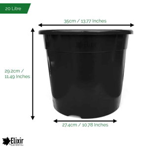 Black Plastic Plant & Flower Pot/Planters (1L-80L Sizes) - 20 Litre, 2
