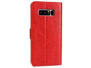 Slim Synthetic Leather Wallet Case with Stand for Samsung Galaxy Note 8 - Red