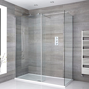 Milano Portland Corner Walk-In Shower Enclosure with Hinged Return Panel and Tray - 1400mm x 800mm
