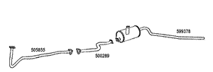 109in Diesel Full Exhaust System (to about 1974, 5 door, rear fill tank, 4 bolts to manifold) - LDRF4