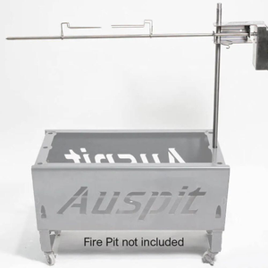 Auspit Compact Portable Camping Spit Rotisserie Package - Silver