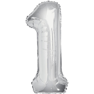 Silver Number 1 Helium Foil Giant Balloon 86cm / 34 in