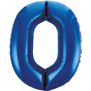 Blue Number 0 Helium Foil Giant Balloon 86cm / 34 in