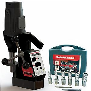 Rotabroach Commando 40/50 1100W Magnetic Drilling Machine 240V (Panther Alternative) with chuck, adaptor & free 6 piece HSS cutter set worth £60