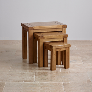 Original Rustic Solid Oak Nest of Tables