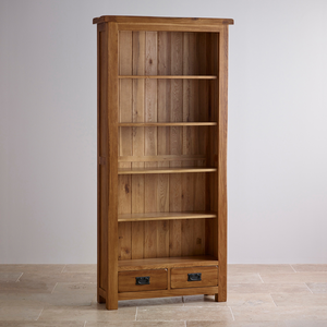Original Rustic Solid Oak Tall Bookcase