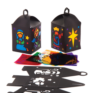 Kerststal 'Glas in lood' lantaarnsets