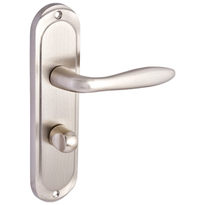 Mocho Thumbturn Lock Bathroom Door Handle - Brushed Satin Nickel - Designer Levers