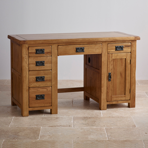 Original Rustic Solid Oak Computer Desk