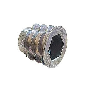 M6 x 16mm Type D Flanged Timber Insert Nut (6mm Key), Bright Zinc Plated or Yellow Plated