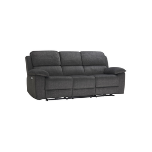 Goodwood Plush Charcoal Fabric 3 Seater Electric Recliner Sofa