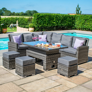 Maze - Victoria Rectangular Corner Rattan Dining Set with Rising Table