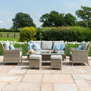 Maze - Oxford Sofa Rattan Dining Set with Ice Bucket & Rising Table