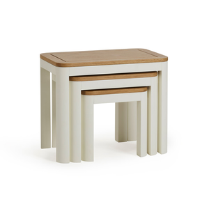 Hove Natural Oak and Painted Nest of 3 Tables