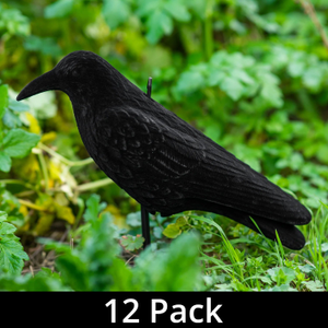 12 x Nitehawk Full Body Flocked Shooting/Hunting Crow Decoy With Feet And Stake