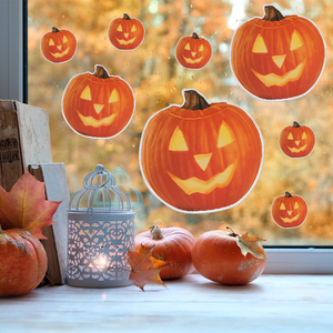 Pumpkin Glow Halloween Window Cling Sheet Decorations