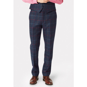 Tailored Fit Haincliffe Blue Check Wool Suit Trousers