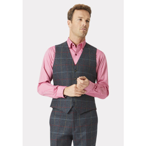 Tailored Fit Haincliffe Blue Check Wool Waistcoat