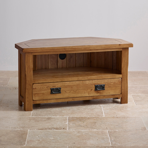Original Rustic Solid Oak Corner TV Cabinet