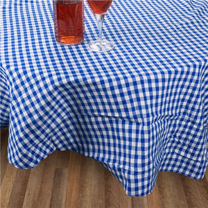 Rans - Gingham Round Tablecloth Blue 180cm