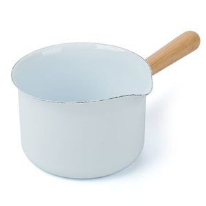 Falcon - Enamel Butter Warmer Wooden Handle White 11cm/650mL