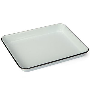 Falcon - Enamel Bake Tray Rectangular White & Black 28cm