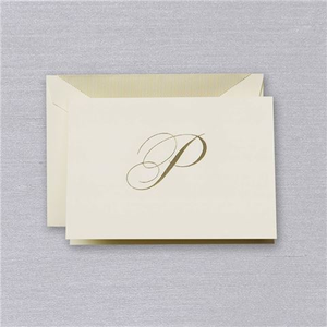 Crane & Co - Engraved P Initial Note Card Set 10pce
