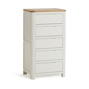 Hove Natural Oak and Painted 5 Drawer Tallboy
