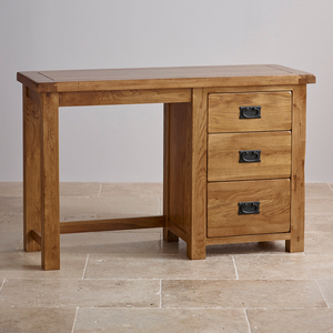 Original Rustic Solid Oak 3 Drawer Dressing Table