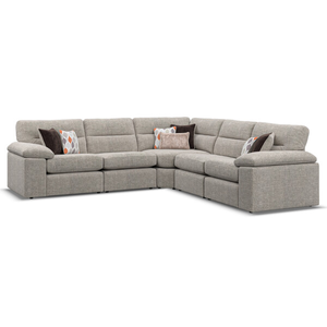Morgan Modular Group 3 in Santos Mink with Orange and Beige Scatters 