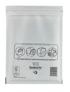 180 x 260mm - Mail Lite Padded Bubble Mailers D/1 - White - 200 Bags