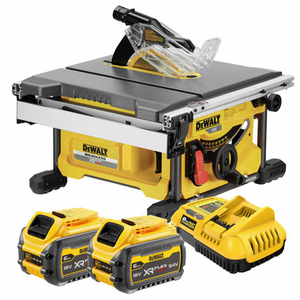 DeWalt DCS7485T2-GB 54V XR FlexVolt Brushless 210mm Table Saw 2x 6.0Ah Batteries, Charger & 24T Saw Blade