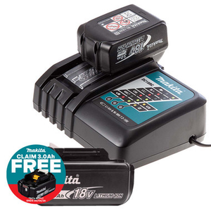 Makita DC18RC 18V LXT Fast Charger with 2x 3.0Ah Batteries