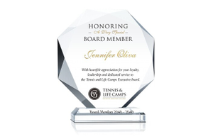 Crystal Octagon Board of Director Appreciation Plaque