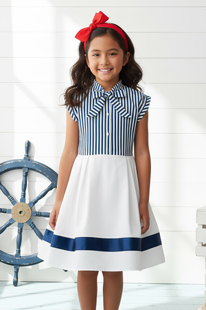 Kids Polly Striped Dress - Blue