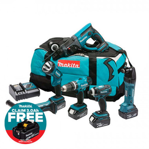 Makita DLX6021M LXT 18V Cordless 6 Piece Combo Kit with 3x 4.0Ah Batteries