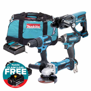 Makita M41 18V LXT 4 Piece Kit with 2x 4.0Ah Batteries