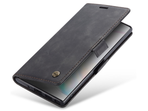 CaseMe Slim Synthetic Leather Wallet Case with Stand for Samsung Galaxy Note10+ - Charcoal