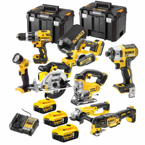 DeWalt TDKIT8 XR 18V 8 Piece Brushless Cordless Kit with 3x 5.0Ah Batteries, 2x Toughsystem Cases & Charger