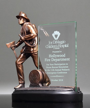 Firefighter Glass Plaque