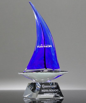 Blue Voyage Art Glass Boat Award