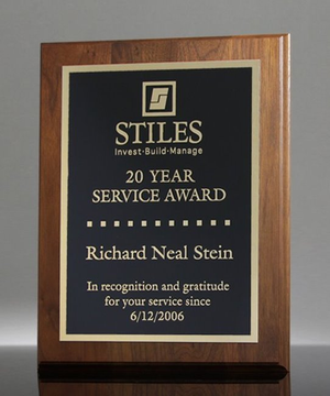 American Walnut Plaque with Laser Engraved Plate