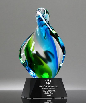 Artful Union Blue Green Glass Award